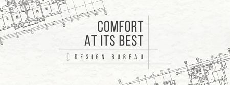 Design Bureau ad on blueprint Facebook cover Design Template