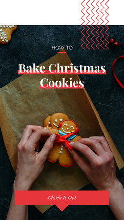 Woman decorating Christmas ginger cookies Instagram Story tervezősablon