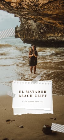 Designvorlage Frau am felsigen Strand in Malibu für Snapchat Geofilter