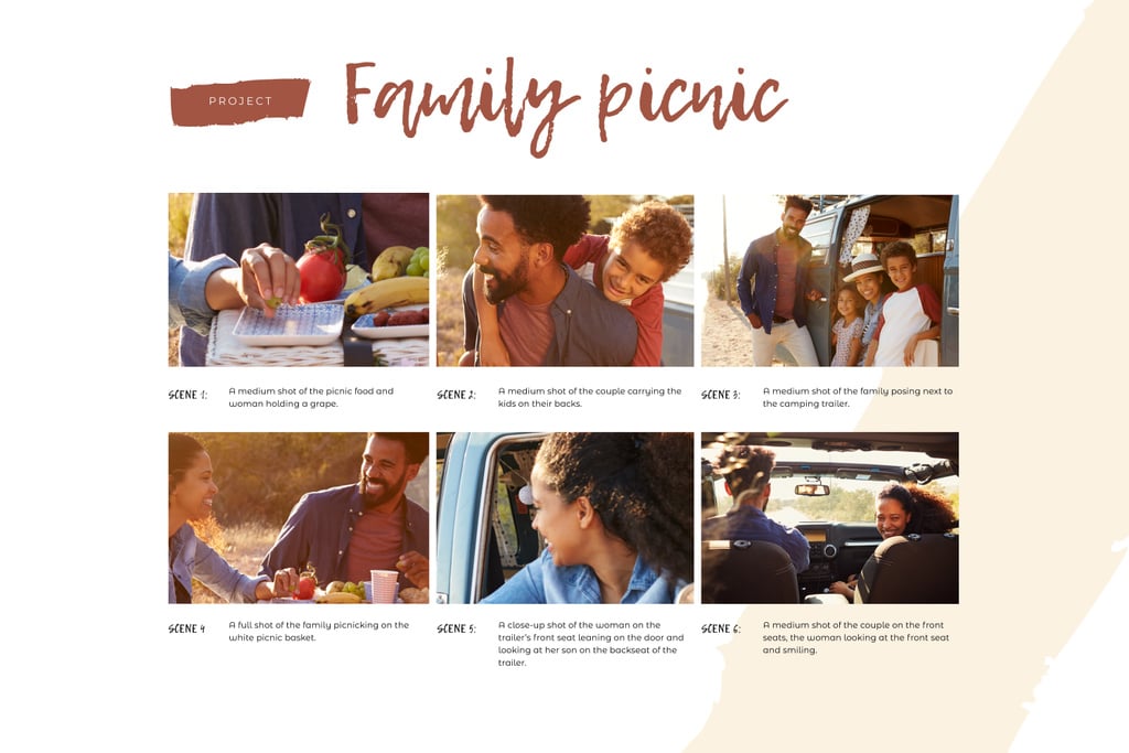 Happy Family on Picnic Storyboard Design Template