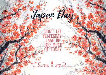 Designvorlage Japan day invitation with cherry blossom für Card