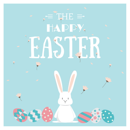 Happy Easter with Bunny and Eggs Instagram AD tervezősablon