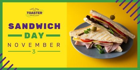 Promotion for Tasty sandwiches Day with olives Image Design Template