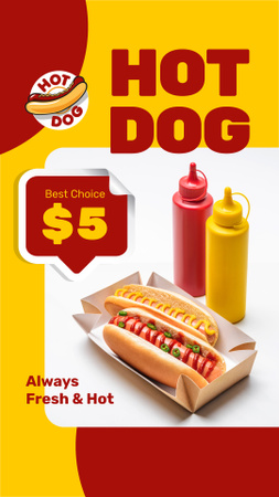 Plantilla de diseño de Fast Food menu Offer with hot dogs and sauces Instagram Story 