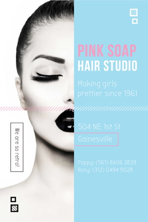 Hair Studio Ad Woman with creative makeup Tumblr Design Template