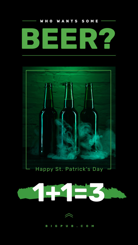 Saint Patrick's Day beer bottles Instagram Story tervezősablon