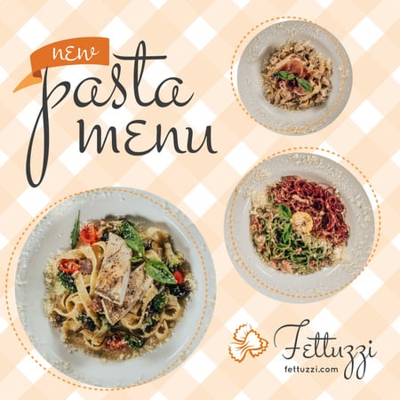 Pasta Menu Promotion Tasty Italian Dishes Instagram tervezősablon