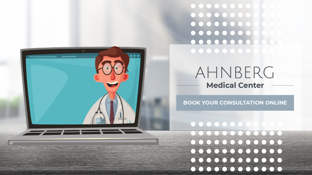 Online Consultation Doctor Speaking on Laptop Screen Full HD video Design Template