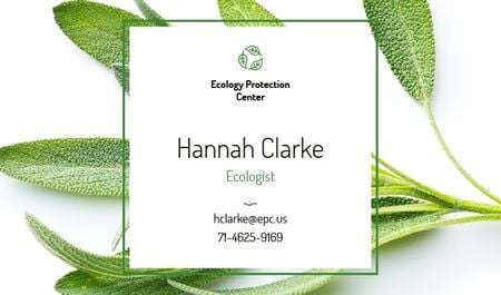 Ecologist Services with Healthy Green Herb Business card Modelo de Design