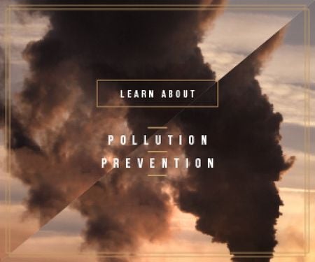 Air Pollution Smoke from Industrial Chimney Medium Rectangle Modelo de Design