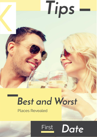 Happy Couple drinking Wine Poster Design Template