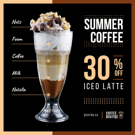 Coffee Shop Promotion with Latte Drink Instagram Modelo de Design