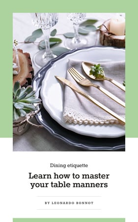 Ontwerpsjabloon van Book Cover van Etiquette Guide Festive Formal Dinner Table Setting
