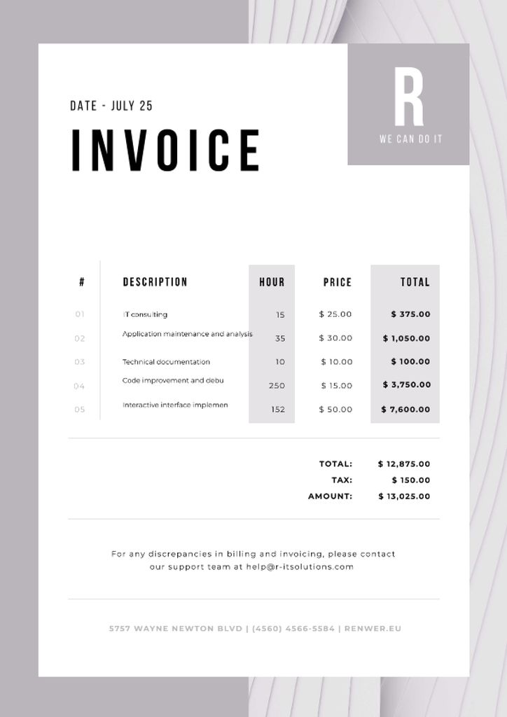 IT Company Services in Abstract Frame Invoice – шаблон для дизайна