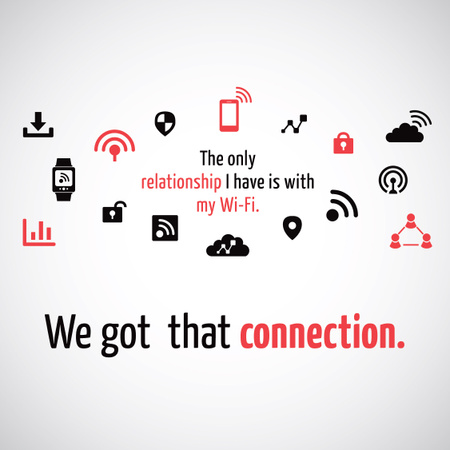 Wi-Fi technology sign and icons Instagram AD Design Template