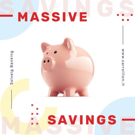 Ontwerpsjabloon van Instagram van Savings Service Ad Ceramic Piggy Bank