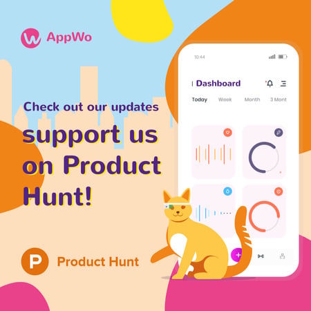 Designvorlage Product Hunt App Stats on Screen für Instagram