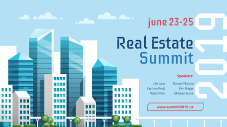 Real Estate Event Modern Glass Buildings FB event cover Design Template