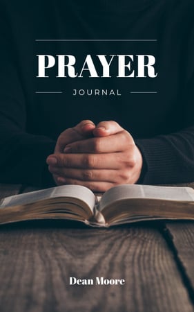 Man Praying by Bible Book Cover Design Template
