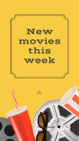 Ontwerpsjabloon van Instagram Video Story van Movie Night uitnodiging met Popcorn