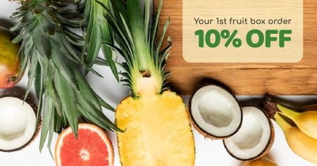 Food Store Offer Fresh Tropical Fruits Facebook AD Tasarım Şablonu
