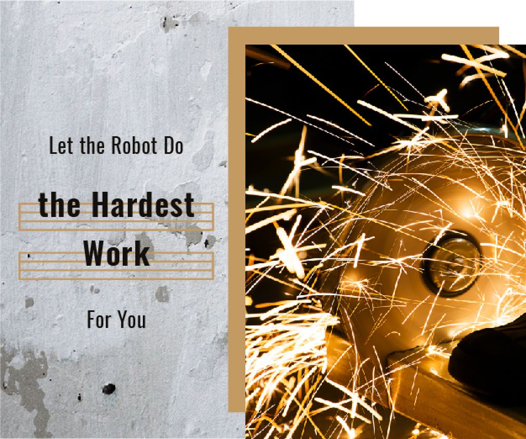 Robotics Quote Sparks in Metal Workshop Medium Rectangle – шаблон для дизайну
