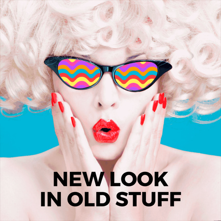 Blonde Woman in old school glasses Animated Post Modelo de Design