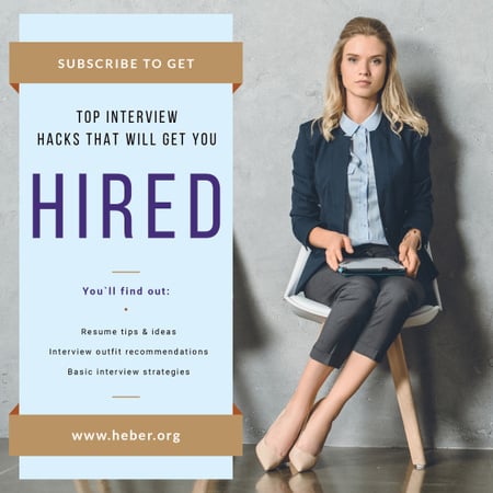 Job Offer Businesswoman Waiting for Interview Instagram – шаблон для дизайна
