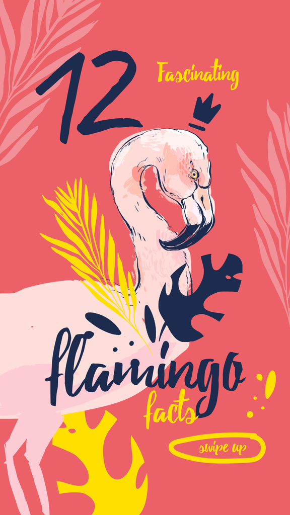 Pink flamingo bird Instagram Story – шаблон для дизайна