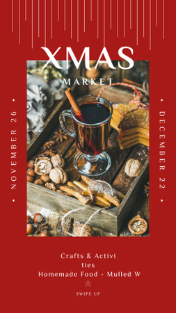 Red mulled Christmas wine Instagram Story – шаблон для дизайну