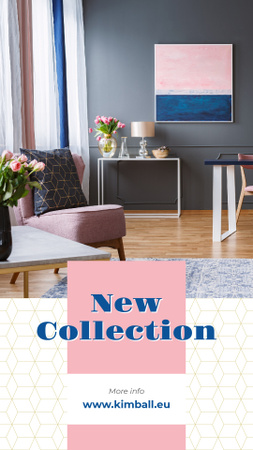 Cozy interior in grey colors Instagram Story Design Template