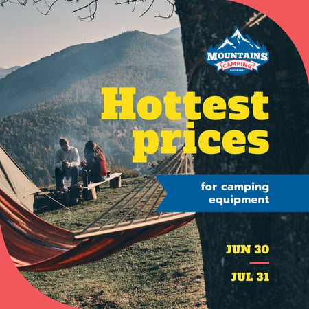 Plantilla de diseño de Camping Offer Tourists by Tents in Mountains Instagram AD 