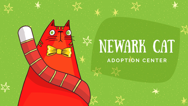 Adoption Center Ad Red Cat with Bow Tie Full HD video Modelo de Design