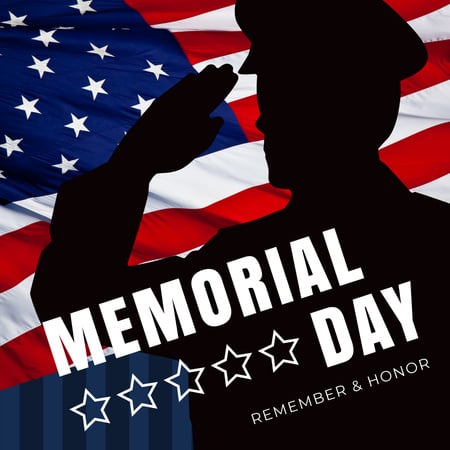 USA Memorial Day with Soldier Silhouette Instagram Modelo de Design