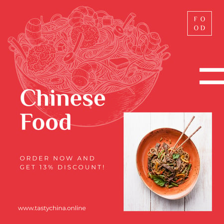 Chinese cuisine meal Delivery offer Instagram AD Design Template