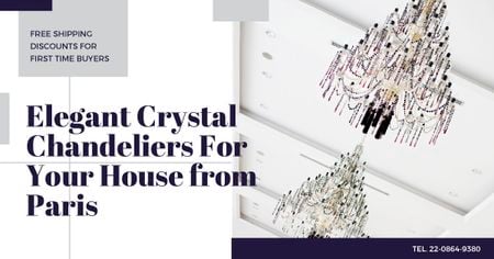 Plantilla de diseño de Elegant crystal Chandeliers Offer Facebook AD 