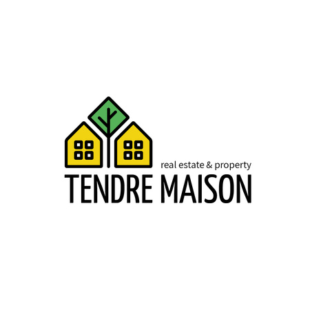 Ontwerpsjabloon van Logo van Makelaar advertentie met woonhuizen