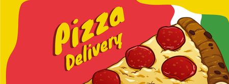 Pizza delivery service with tasty slice Facebook cover Modelo de Design
