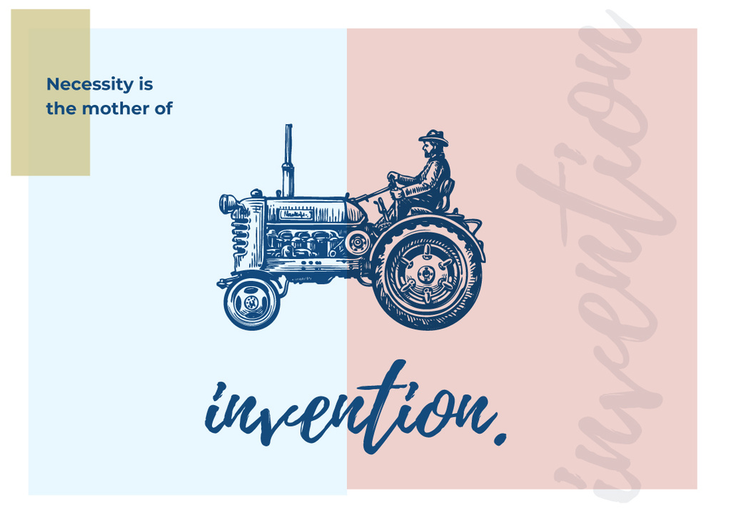 Template di design Farmer riding on tractor illustration Postcard