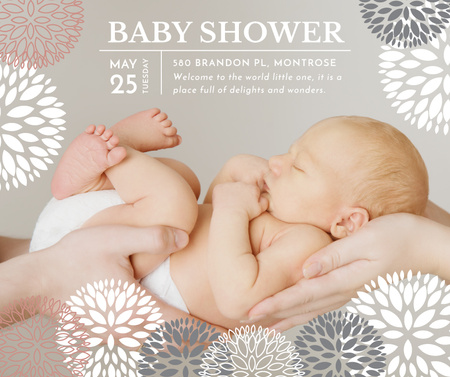 Parents with newborn child on Baby Shower Facebook Design Template