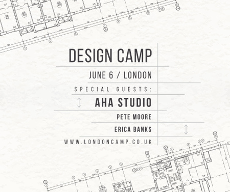 Design camp announcement on blueprint Facebook Design Template