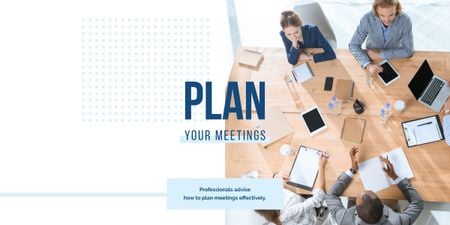 Business Planning Proposal with Businessmen in Meeting Image Design Template