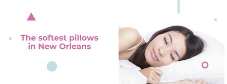 Platilla de diseño Pillows ad Girl sleeping in bed Facebook cover