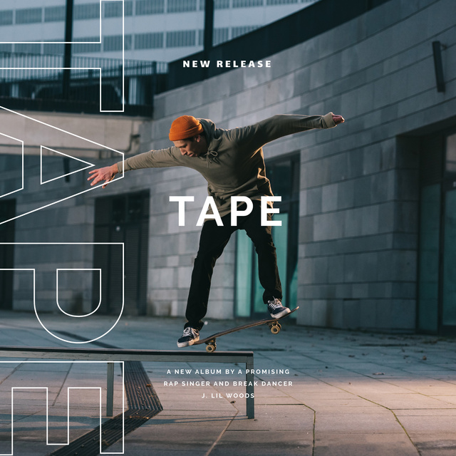 Man riding Skateboard Album Cover – шаблон для дизайну