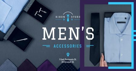 Ontwerpsjabloon van Facebook AD van Male Fashion Store Clothes and Accessories in Blue