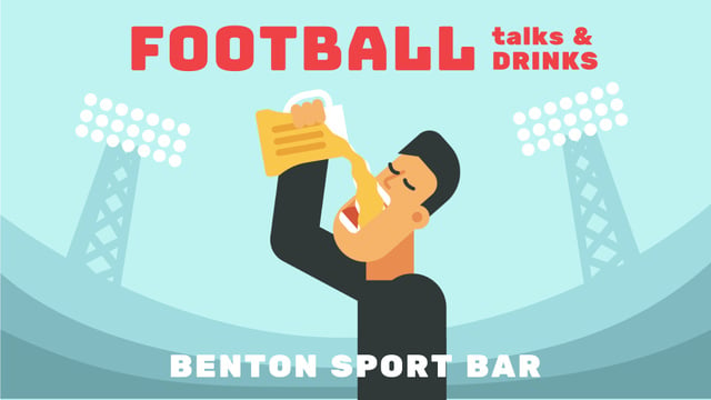 Sport Bar Invitation Man Drinking Beer at Stadium Full HD video Modelo de Design