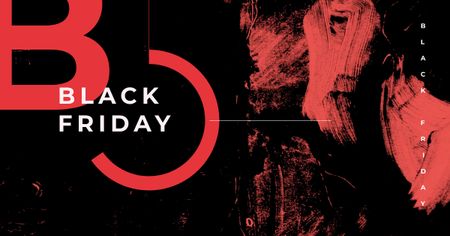 Black Friday Offer with Red paint blots Facebook AD Design Template