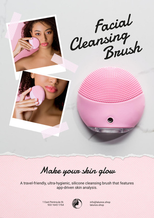 Special Offer with Woman applying Facial Cleansing Brush Poster Design Template