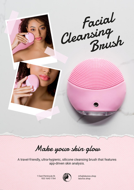 Modèle de visuel Special Offer with Woman applying Facial Cleansing Brush - Poster
