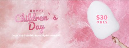 Platilla de diseño Child holding cotton candy for Children's Day Facebook Video cover